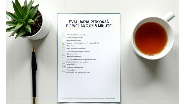 O listă de verificare stilizate cu bifă colorată pentru evaluarea personală de wellness.